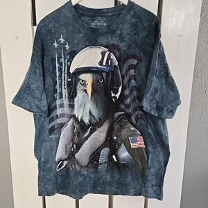 The Mountain Eagle Patriot‎ Pilot Tie-Dye TShirt XL Blue Vincent Hie Animal USA